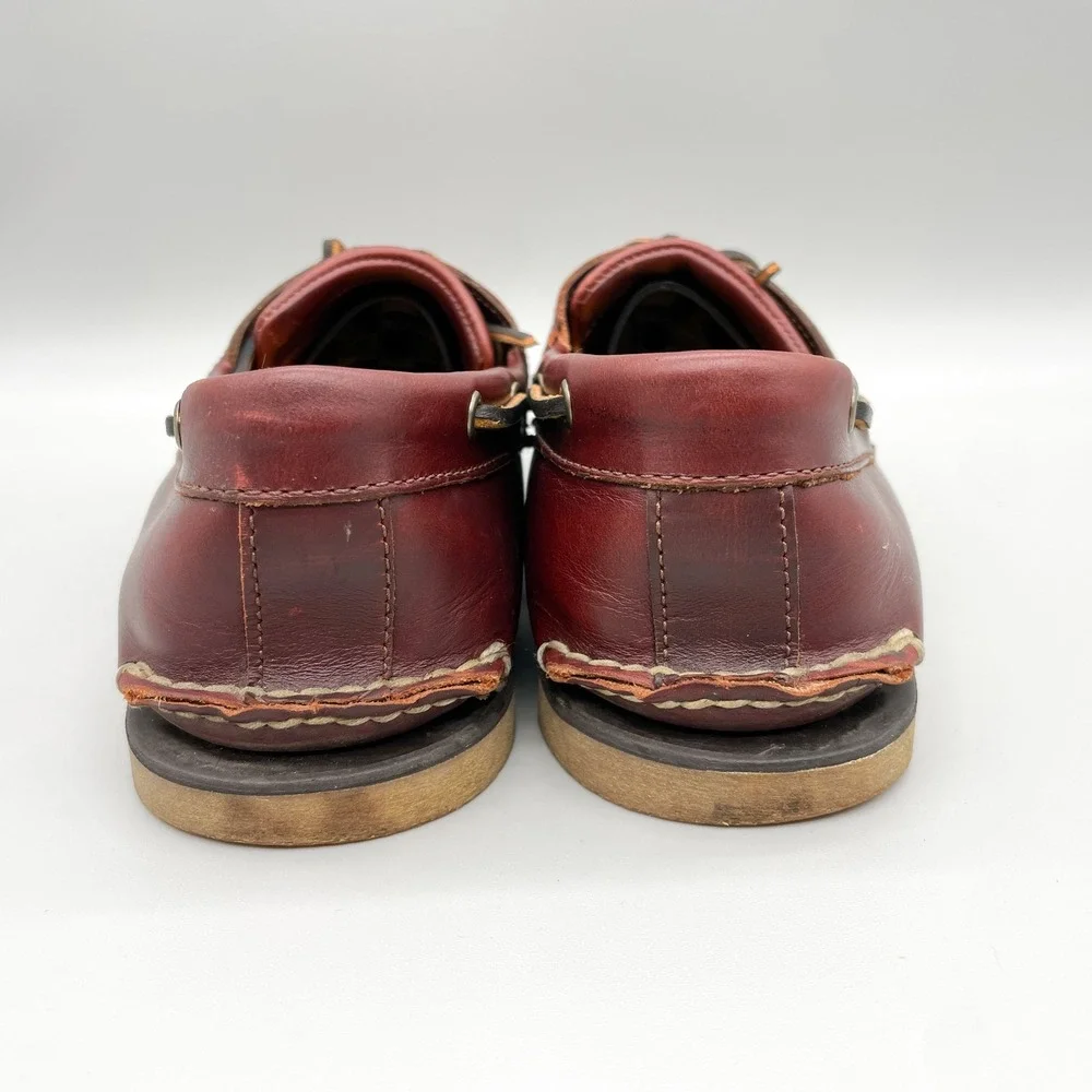 Timberland Mens 13 Classic 2 Eye Boat Shoes Brown Red Leather Preppy Coastal